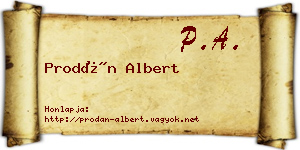 Prodán Albert névjegykártya