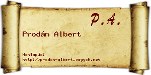 Prodán Albert névjegykártya